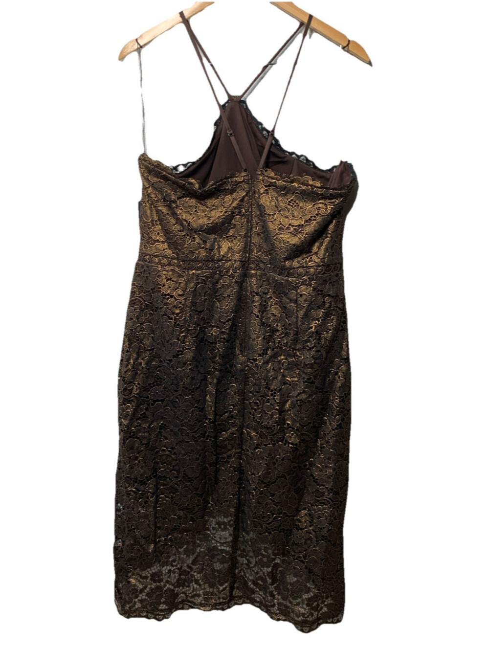Adrianna Papell Size 18 Bronze Foil Lace Sheath Party Cocktail Dress Sleeveless